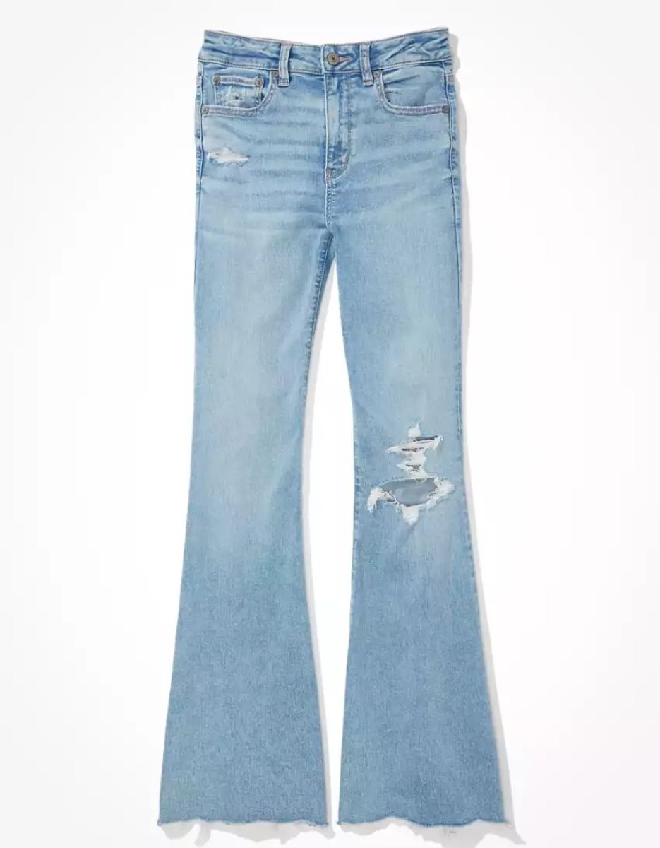 Jean American Eagle AE Ne(x)t Level Ripped Super High-Waisted Flare Multicolore Femme | DHO-25118136